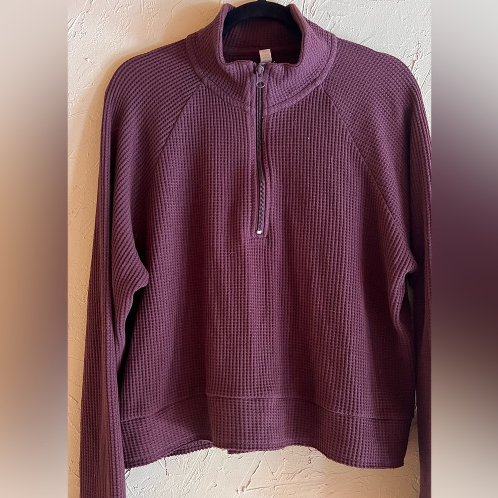 Zella Maroon Waffle Knit Pullover